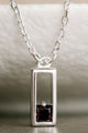 Realm Silver Square EOL Necklace with Black Garnet
