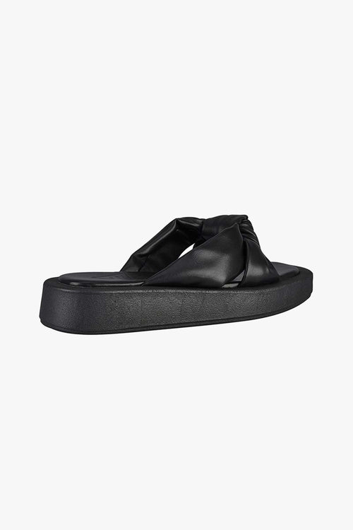 Rowey Flatform Knotted Black Vegan Leather Slide General St Sana   