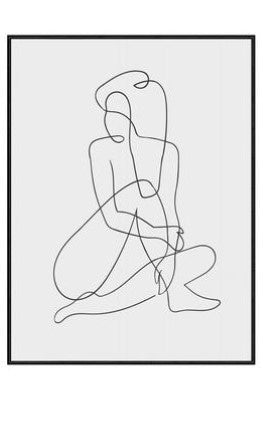 Spectral Sitting Lady with Arms on Legs Black Canvas Frame Print 60x80cm HW Art - Wall Decor, Clock, Wall Mirror Start With Art   