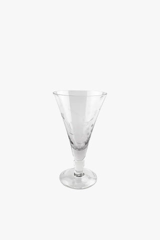 Floral Etched Clear Short Wine Glass