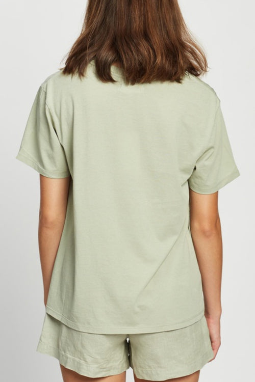 Logo Cotton Crew Soft Green Tee WW Top Assembly Label   