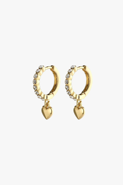Sophia Preciosa Crystals and Heart Pendant Gold Sleeper Earrings EOL ACC Jewellery Pilgrim   