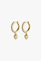 Sophia Preciosa Crystals and Heart Pendant Gold Sleeper EOL Earrings