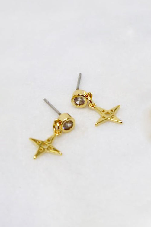 Star Stud Drop Earrings Gold EOL ACC Jewellery Lindi Kingi   