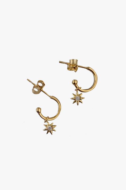 Star Burst Gold Hoop Earrings EOL ACC Jewellery Silver Linings   