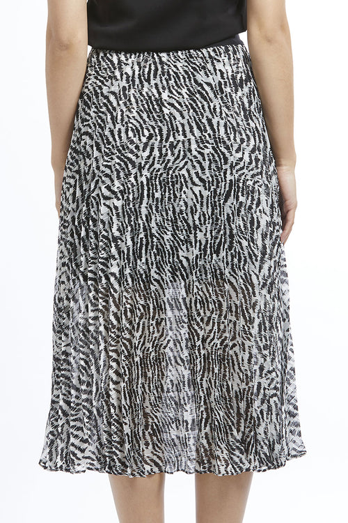 Sunray Pleated Black White Safari Lurex Skirt WW Skirt Seeking Lola   