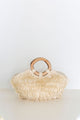 Tahiti Ivory Straw Bag with Wooden Handle