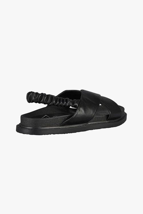 Tatum Crossover With Heel Strap Black Vegan Lather Sandal General St Sana   