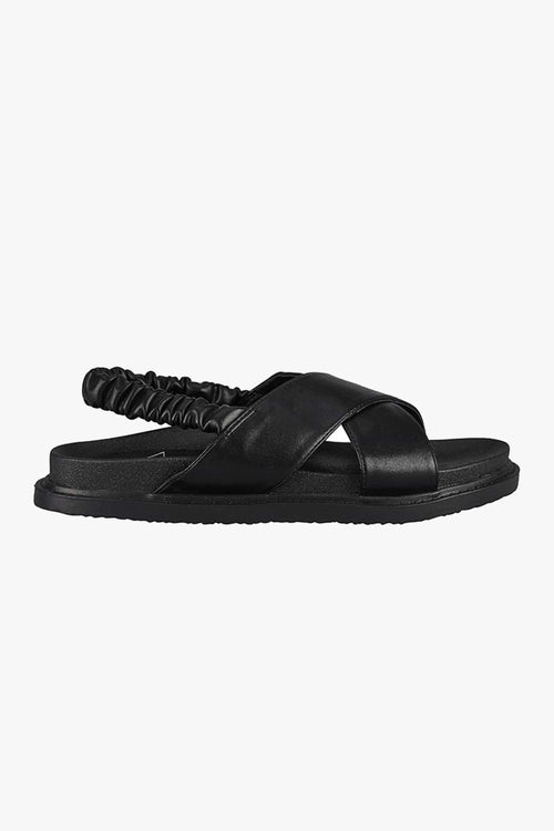 Tatum Crossover With Heel Strap Black Vegan Lather Sandal General St Sana   