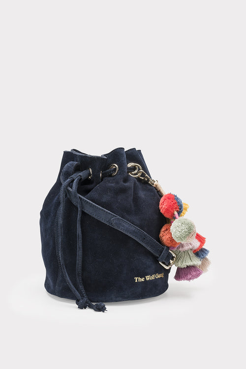 Tangier Midnight Suede Drawstring Bag ACC - Bags - Clutches, Shoulder etc The Wolf Gang   