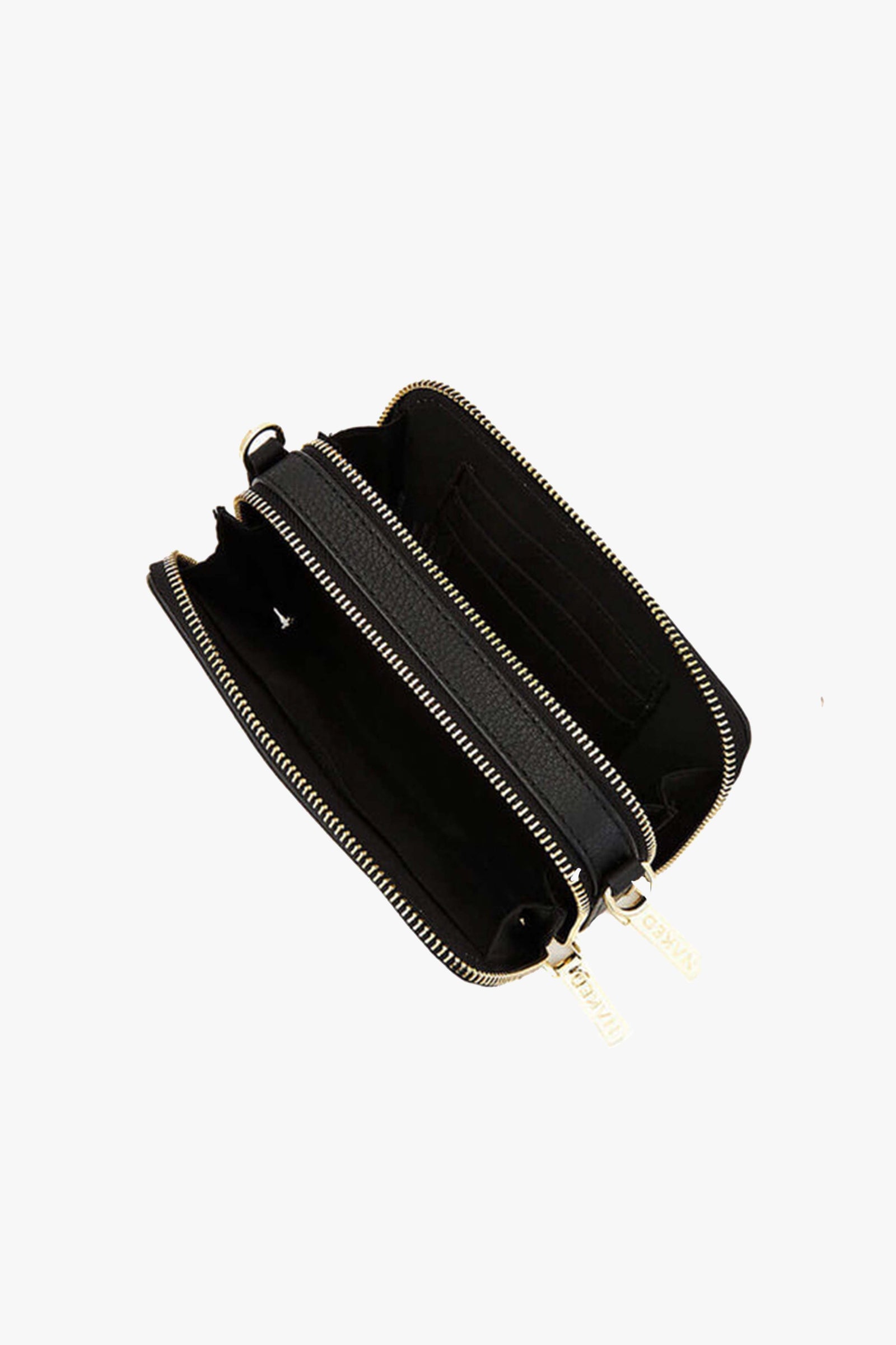 Shop The Kiki Gold Double Zip Mini Crossbody Bag Black Leather Online