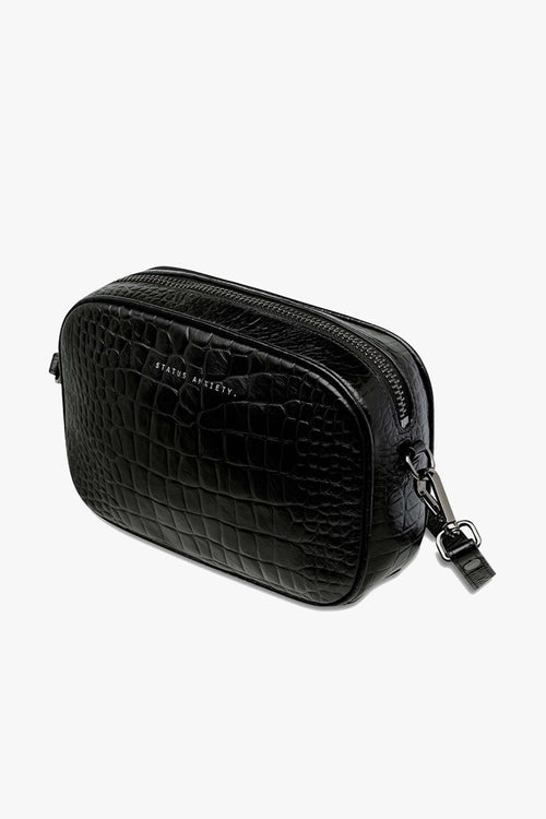 Plunder Black Croc Cross Body Bag ACC Bags - All, incl Phone Bags Status Anxiety   