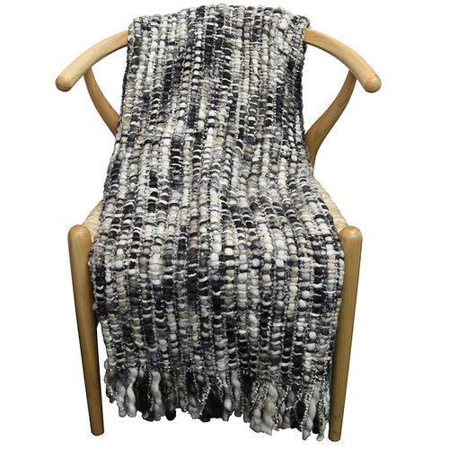 Thick Black Grey Throw 130x170cm HW Throws Le Forge   