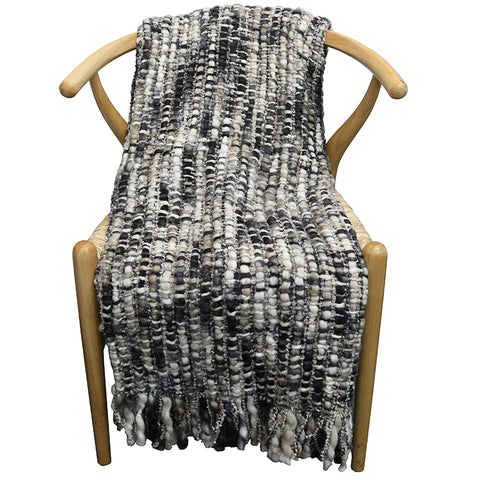 Thick Black Grey Throw 130x170cm HW Throws Le Forge   