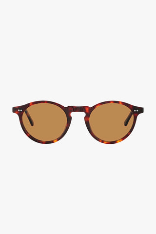 Ascetic Brown Tort Round Sunglasses
