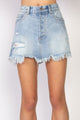 Welcome Distressed Washed Blue Denim Skirt