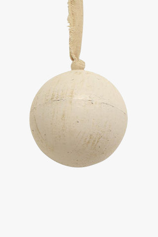 Wooden Ball White Large HW Christmas French Country   