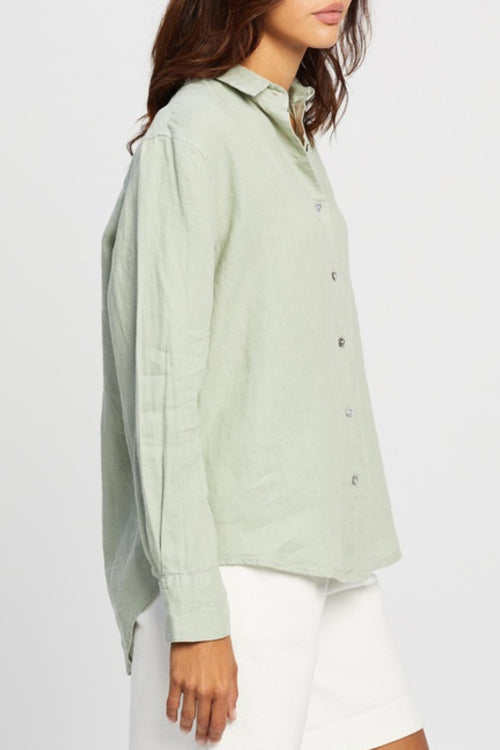 Xander Linen Soft Green Shirt WW Top Assembly Label   