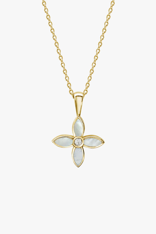 Mother of Pearl Clover Necklace 18k Gold Plated Clover Necklace ACC Jewellery Murkani   