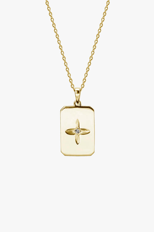 Clover Hanging 18k  Gold Plated Rectangle  Necklace ACC Jewellery Murkani   